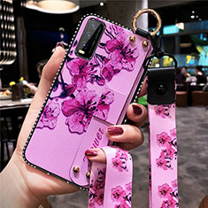 Funda Silicona Gel Goma Flores Carcasa para Vivo Y11s Purpura Claro