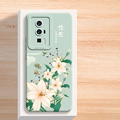 Funda Silicona Gel Goma Flores Carcasa para Xiaomi Poco F5 Pro 5G Verde