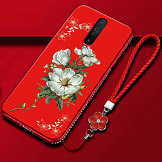 Funda Silicona Gel Goma Flores Carcasa para Xiaomi Poco X2 Rojo