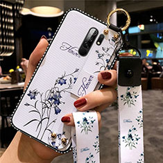 Funda Silicona Gel Goma Flores Carcasa para Xiaomi Redmi 9 Blanco