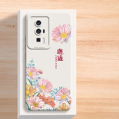 Funda Silicona Gel Goma Flores Carcasa para Xiaomi Redmi K60 5G Blanco