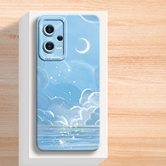 Funda Silicona Gel Goma Flores Carcasa para Xiaomi Redmi Note 12 5G Azul