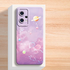 Funda Silicona Gel Goma Flores Carcasa para Xiaomi Redmi Note 12 5G Morado