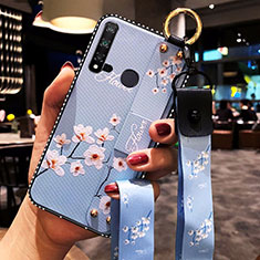 Funda Silicona Gel Goma Flores Carcasa S01 para Huawei P20 Lite (2019) Azul Cielo