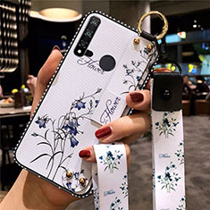 Funda Silicona Gel Goma Flores Carcasa S01 para Huawei P20 Lite (2019) Blanco