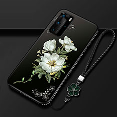 Funda Silicona Gel Goma Flores Carcasa S01 para Huawei P40 Pro Blanco