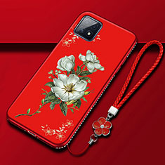 Funda Silicona Gel Goma Flores Carcasa S01 para Oppo A72 5G Rojo