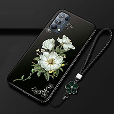 Funda Silicona Gel Goma Flores Carcasa S01 para Oppo Reno5 Pro 5G Negro