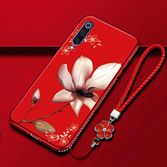 Funda Silicona Gel Goma Flores Carcasa S01 para Samsung Galaxy A70S Rojo Rosa