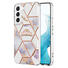 Funda Silicona Gel Goma Flores Carcasa S01 para Samsung Galaxy S23 5G Blanco