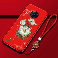 Funda Silicona Gel Goma Flores Carcasa S01 para Vivo Nex 3S Rojo