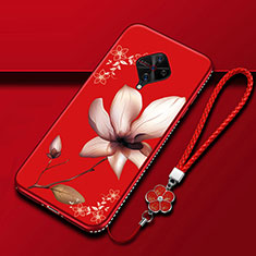 Funda Silicona Gel Goma Flores Carcasa S01 para Vivo S1 Pro Rojo Rosa