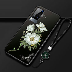 Funda Silicona Gel Goma Flores Carcasa S01 para Vivo X60T 5G Negro