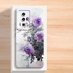 Funda Silicona Gel Goma Flores Carcasa S01 para Xiaomi Poco F5 Pro 5G Morado