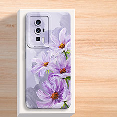 Funda Silicona Gel Goma Flores Carcasa S01 para Xiaomi Poco F5 Pro 5G Purpura Claro