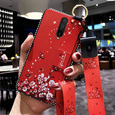 Funda Silicona Gel Goma Flores Carcasa S01 para Xiaomi Redmi K30 4G Rojo