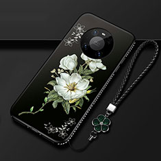 Funda Silicona Gel Goma Flores Carcasa S02 para Huawei Mate 40 Pro Negro