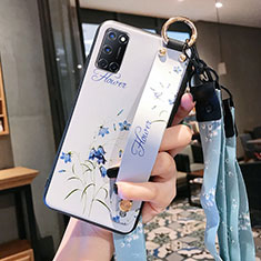 Funda Silicona Gel Goma Flores Carcasa S02 para Oppo A72 Blanco