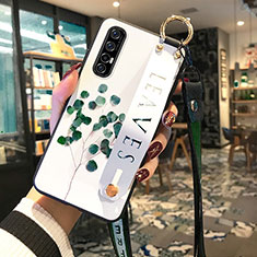 Funda Silicona Gel Goma Flores Carcasa S02 para Oppo Reno3 Pro Verde