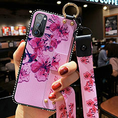 Funda Silicona Gel Goma Flores Carcasa S02 para Oppo Reno4 Pro 5G Morado