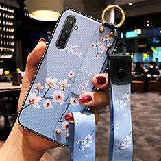 Funda Silicona Gel Goma Flores Carcasa S02 para Realme X2 Azul Cielo