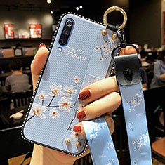 Funda Silicona Gel Goma Flores Carcasa S02 para Samsung Galaxy A70S Azul Cielo