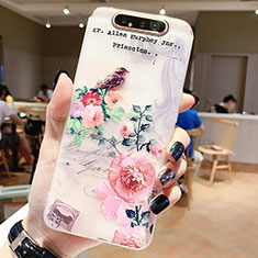 Funda Silicona Gel Goma Flores Carcasa S02 para Samsung Galaxy A90 4G Oro Rosa