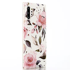 Funda Silicona Gel Goma Flores Carcasa S02 para Samsung Galaxy Note 10 Plus Rosa