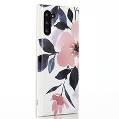 Funda Silicona Gel Goma Flores Carcasa S02 para Samsung Galaxy Note 10 Rosa