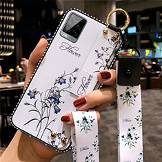 Funda Silicona Gel Goma Flores Carcasa S02 para Vivo V20 Pro 5G Blanco