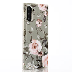 Funda Silicona Gel Goma Flores Carcasa S03 para Samsung Galaxy Note 10 Gris