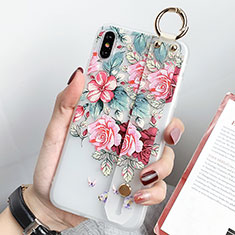 Funda Silicona Gel Goma Flores Carcasa S04 para Apple iPhone Xs Max Verde