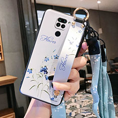 Funda Silicona Gel Goma Flores Carcasa S04 para Xiaomi Redmi Note 9 Blanco