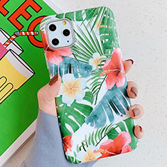 Funda Silicona Gel Goma Flores Carcasa S06 para Apple iPhone 11 Pro Verde