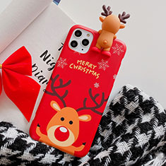 Funda Silicona Gel Goma Navidad Carcasa C02 para Apple iPhone 11 Pro Max Rojo