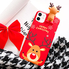 Funda Silicona Gel Goma Navidad Carcasa S02 para Apple iPhone 12 Rojo
