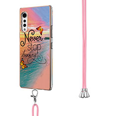 Funda Silicona Gel Goma Patron de Moda Carcasa con Acollador Cordon Lanyard Y01B para LG Velvet 5G Multicolor