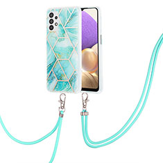 Funda Silicona Gel Goma Patron de Moda Carcasa con Acollador Cordon Lanyard Y01B para Samsung Galaxy A23 5G Menta Verde