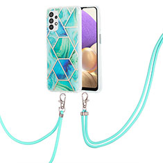 Funda Silicona Gel Goma Patron de Moda Carcasa con Acollador Cordon Lanyard Y01B para Samsung Galaxy A23 5G Verde