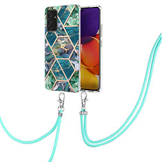 Funda Silicona Gel Goma Patron de Moda Carcasa con Acollador Cordon Lanyard Y01B para Samsung Galaxy A34 5G Verde Noche