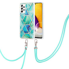 Funda Silicona Gel Goma Patron de Moda Carcasa con Acollador Cordon Lanyard Y01B para Samsung Galaxy A53 5G Purpura Claro