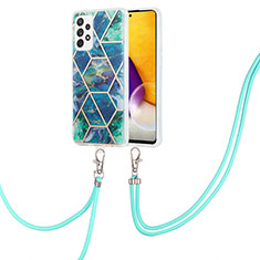 Funda Silicona Gel Goma Patron de Moda Carcasa con Acollador Cordon Lanyard Y01B para Samsung Galaxy A53 5G Verde Noche