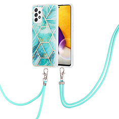 Funda Silicona Gel Goma Patron de Moda Carcasa con Acollador Cordon Lanyard Y01B para Samsung Galaxy A72 4G Menta Verde