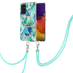 Funda Silicona Gel Goma Patron de Moda Carcasa con Acollador Cordon Lanyard Y01B para Samsung Galaxy F34 5G Verde