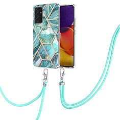 Funda Silicona Gel Goma Patron de Moda Carcasa con Acollador Cordon Lanyard Y01B para Samsung Galaxy F54 5G Menta Verde