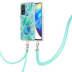 Funda Silicona Gel Goma Patron de Moda Carcasa con Acollador Cordon Lanyard Y01B para Xiaomi Mi 10T 5G Verde