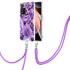 Funda Silicona Gel Goma Patron de Moda Carcasa con Acollador Cordon Lanyard Y01B para Xiaomi Mi 11i 5G (2022) Morado