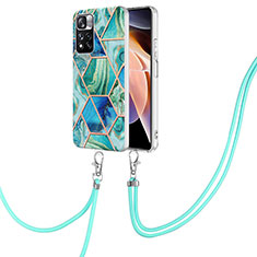 Funda Silicona Gel Goma Patron de Moda Carcasa con Acollador Cordon Lanyard Y01B para Xiaomi Mi 11i 5G (2022) Verde