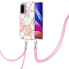 Funda Silicona Gel Goma Patron de Moda Carcasa con Acollador Cordon Lanyard Y01B para Xiaomi Mi 11i 5G Rosa