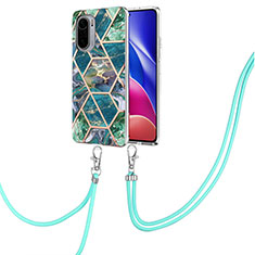 Funda Silicona Gel Goma Patron de Moda Carcasa con Acollador Cordon Lanyard Y01B para Xiaomi Mi 11i 5G Verde Noche